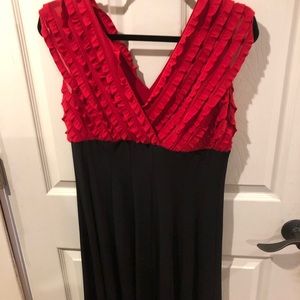 Flirty/fun red and black empire waist dress 12p